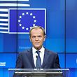(FILES) In this file photo taken on October 18, 2019 European Council President Donald Tusk addresses media representatives at a press conference during a European Union Summit at European Union Headquarters in Brussels. - Polish Tusk should become on November 19, 2019, the first Eastern European to lead the European People's Party (EPP). (Photo by Aris OIKONOMOU / AFP)