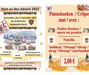 Genéisst flott Adventsmusek an hollännesch Pannekoeken vun der Reisdrëfer Musek 