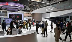 Der Huawei-Stand auf der Autoausstellung in Shanghai.