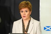 A handout picture released by the Scottish Government on September 3, 2020 shows Scotland's First Minister, Nicola Sturgeon speaking during the Scottish government's daily briefing on the novel coronavirus COVID-19 outbreak, at St. Andrew's House, Edinburgh. (Photo by - / various sources / AFP) / RESTRICTED TO EDITORIAL USE - MANDATORY CREDIT  " AFP PHOTO / SCOTTISH GOVERNMENT "  -  NO MARKETING NO ADVERTISING CAMPAIGNS   -   DISTRIBUTED AS A SERVICE TO CLIENTS - NO ARCHIVES