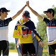 Fränk Schlecks (r.) schönster Moment: 2011 auf dem Podium der Tour de France mit Bruder Andy.