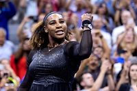 TOPSHOT - USA's Serena Williams celebrates her win against Estonia's Anett Kontaveit during their 2022 US Open Tennis tournament women's singles second round match at the USTA Billie Jean King National Tennis Center in New York, on August 31, 2022. (Photo by COREY SIPKIN / AFP)