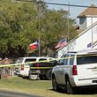 SUTHERLAND SPRINGS, TX - NOVEMBER 6: Law enforcement officials gather near the First Baptist Church following a shooting on November 5, 2017 in Sutherland Springs, Texas. At least 20 people were reportedly killed and 24 injured when a gunman, identified as Devin P. Kelley, 26, entered the church during a service and opened fire.   Erich Schlegel/Getty Images/AFP
== FOR NEWSPAPERS, INTERNET, TELCOS & TELEVISION USE ONLY ==