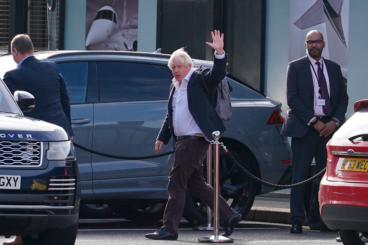 Former Prime Minister Boris Johnson arrives from a Caribbean holiday