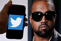 (FILES) In this file photo illustration, the Twitter logo is displayed on a mobile phone with a photo of Kanye West shown in the background on October 28, 2022 in Washington, DC. - Kanye West was knocked off social media platform Twitter on Friday, Elon Musk said, after posting a picture that appeared to show a swastika interlaced with a Star of David.
"Just clarifying that his account is being suspended for incitement to violence," Musk said in response to West's tweet. (Photo by OLIVIER DOULIERY / AFP)