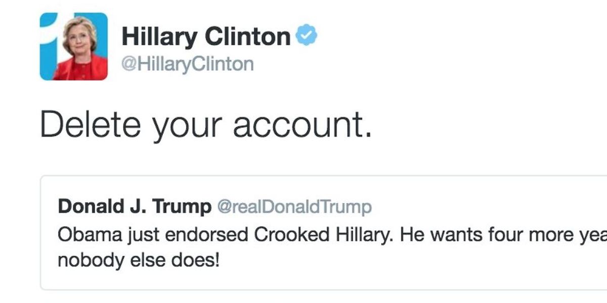 Klare Ansage: Clintons Aufforderung an Trump, mit dem Twittern aufzuhören, wurde über 500.000 Mal retweetet. 