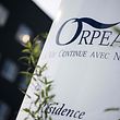 (FILES) This file photo taken on February 10, 2022 shows the logo of an Orpea retirement home, which reads as 