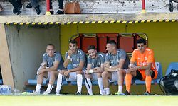 Ersatzbank Düdelingen, Noé Ewert (Düdelingen #3), Danel Sinani (Düdelingen #9), Ryan Klapp (Düdelingen #23), Edvin Muratovic (Düdelingen #39), Ilias Moutha Sebtaoui (Torwart Düdelingen #31)/ Fussball BGL Ligue Luxemburg, 1. Spieltag, Saison 2019-2020 / 04.08.2019 /F91 Düdelingen - FC Blue Boys Mühlenbach Sandzak (Dudelange, Muehlenbach, Muhlenbach) / Stade Jos Nosbaum, Düdelingen /Foto: Ben Majerus