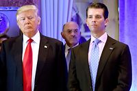 (FILES) In this file photo taken on January 11, 2017 US President-elect Donald Trump along with his son Donald, Jr., arrive for a press conference at Trump Tower in New York, as Allen Weisselberg (C), chief financial officer of The Trump, looks on. - Former president Donald Trump's company and its long-serving chief financial officer are to be charged on July 1st, with tax-related crimes, US media reported.
They would mark the first criminal charges in a more than two-year investigation by the Manhattan district attorney into alleged fraud at the Trump Organization. (Photo by Timothy A. CLARY / AFP)