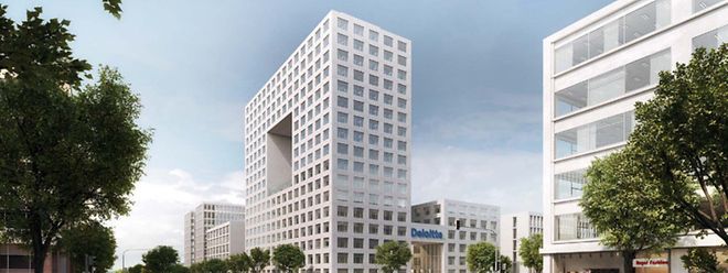 Der Komplex umfasst zwei Gebäude. Das hier links sichtbare ist 17 Stockwerke hoch. Beide Gebäude sind im vierten Stock miteinander verbunden.