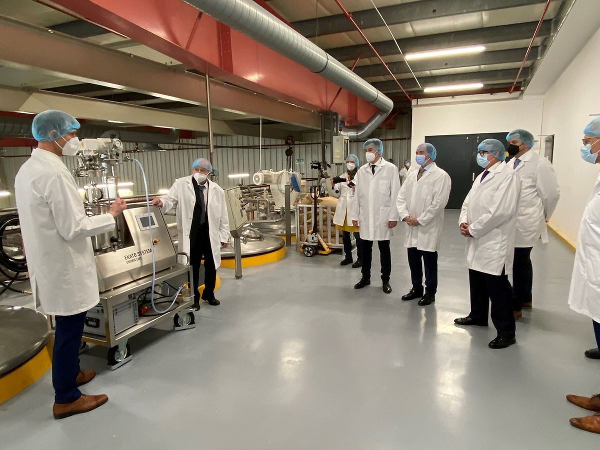 Die Besucher lassen sich die Produktion erklären.