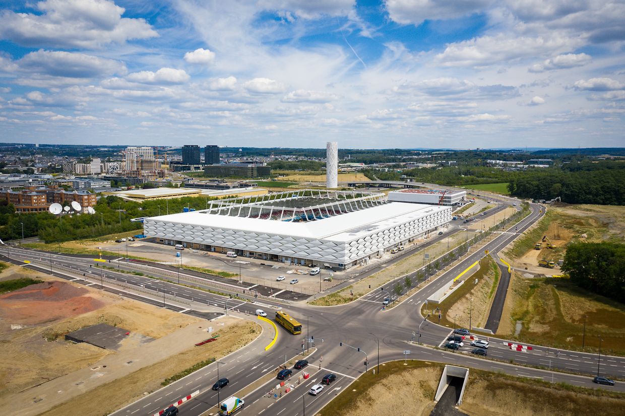 L'avancement des travaux du stade national à la mi-juillet 2020.