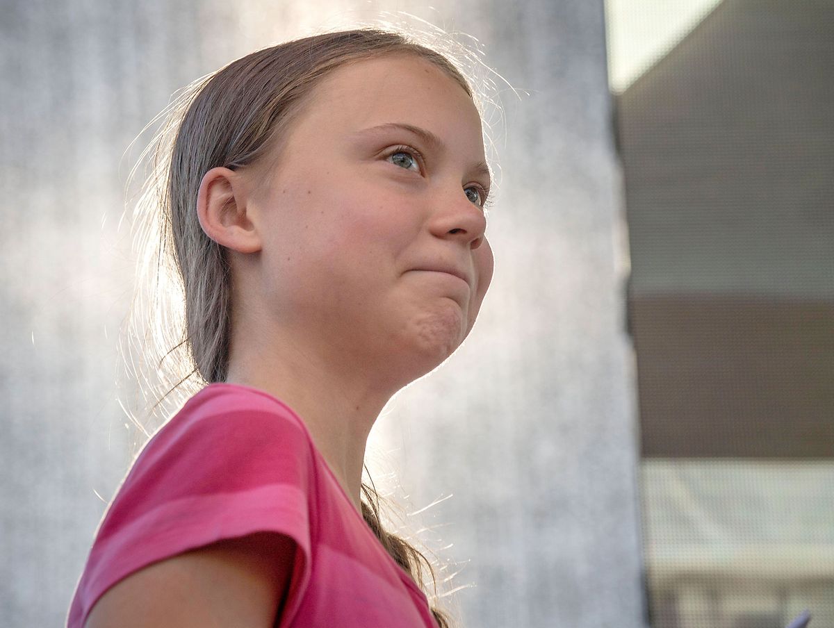 Greta Thunberg, Umweltaktivistin aus Schweden, tritt als Symbolfigur für den Klimaschutz auf.