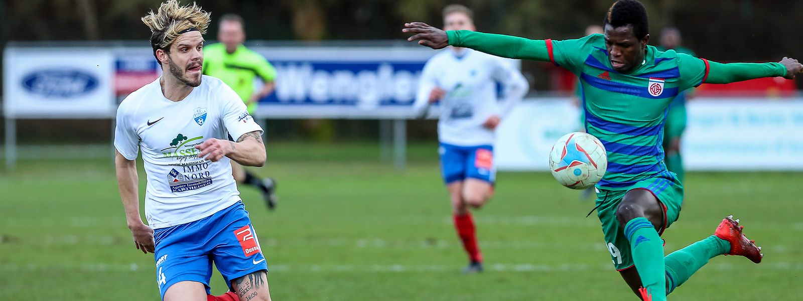 C'est dans la peau du leader que le Fola de Moussa Seydi (à dr., en vert) accueille Mühlenbach ce mercredi soir