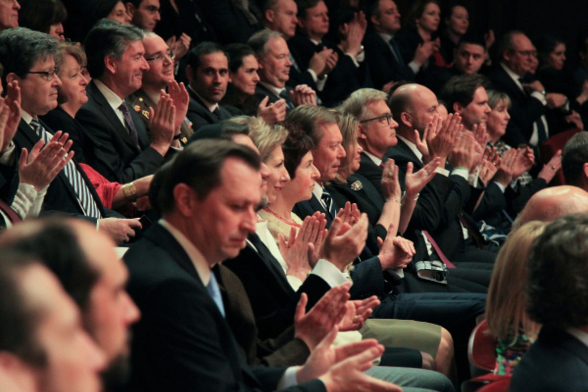 Feierliche Gedenkzeremonie in der Philharmonie für die Holocaust-Opfer.