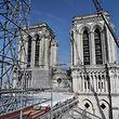 (FILES) In this file photo taken on July 17, 2019 scaffolding is seen during preliminary work on top of the Notre-Dame de Paris Cathedral three months after a major fire in Paris. - Pressure rose on French authorities on July 29, 2019 after an environmental group said it had filed a lawsuit accusing officials of failing to quickly contain the risks of lead poisoning after the fire that ravaged Notre-Dame cathedral in Paris last April. (Photo by STEPHANE DE SAKUTIN / POOL / AFP)