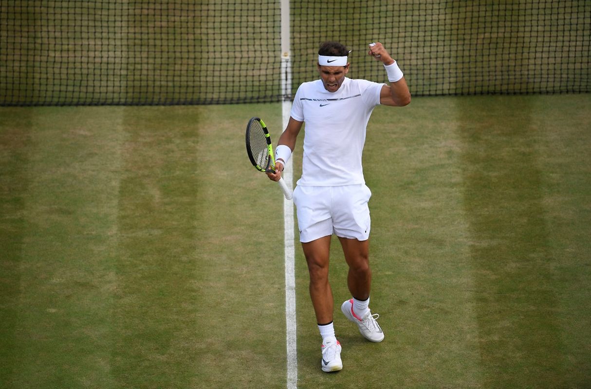 Spain’s Rafael Nadal reacts during the fourth round match against Luxembourg’s Gilles Muller