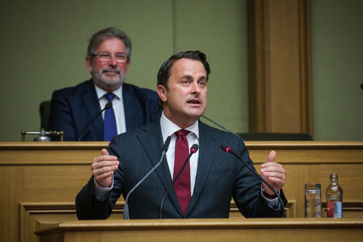 Xavier Bettel en plein discours à la Chambre des députés le 26 avril