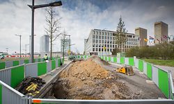 Tramarbeiten Travaux Tram, Aarbeschten Avenue Kennedy, Foto Lex Kleren
