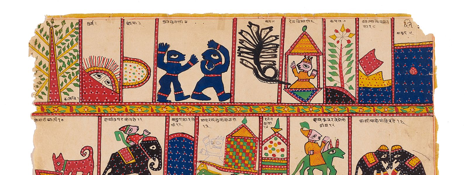 Darstellung der jainistischen Höllen. Indien, Gujarat oder Südwest-Rajasthan, 19. Jh., Malerei auf Papier.
