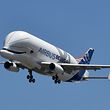 (FILES) In this file photo taken on July 19, 2018, an Airbus 'BelugaXL' aircraft comes into land at Toulouse-Blagnac, after its maiden test flight of some four hours. - The first BelugaXL, an oversized cargo aircraft designed to transport aircraft parts between Airbus production sites, has entered into service, the European aircraft manufacturer announced on January 13, 2020. The aircraft, whose hump above the cockpit resembles that of a cetacean, offers a transport capacity 30% higher than that of its predecessor, the BelugaST. It will make it possible to "support the ongoing ramp-up of production of civil aircraft programmes", Airbus explained in a press release. (Photo by ERIC CABANIS / AFP)