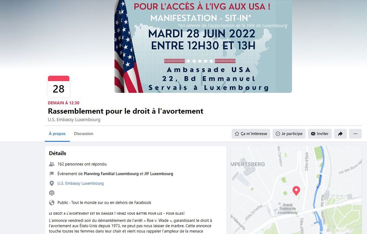 Le Planning familial Luxembourg et JIF Luxembourg ont créé un événement Facebook pour appeler à manifester mardi.