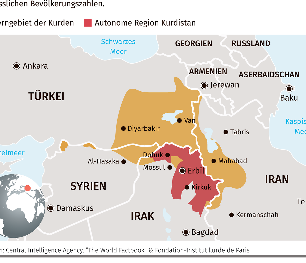 Die Kerngebiete der Kurden