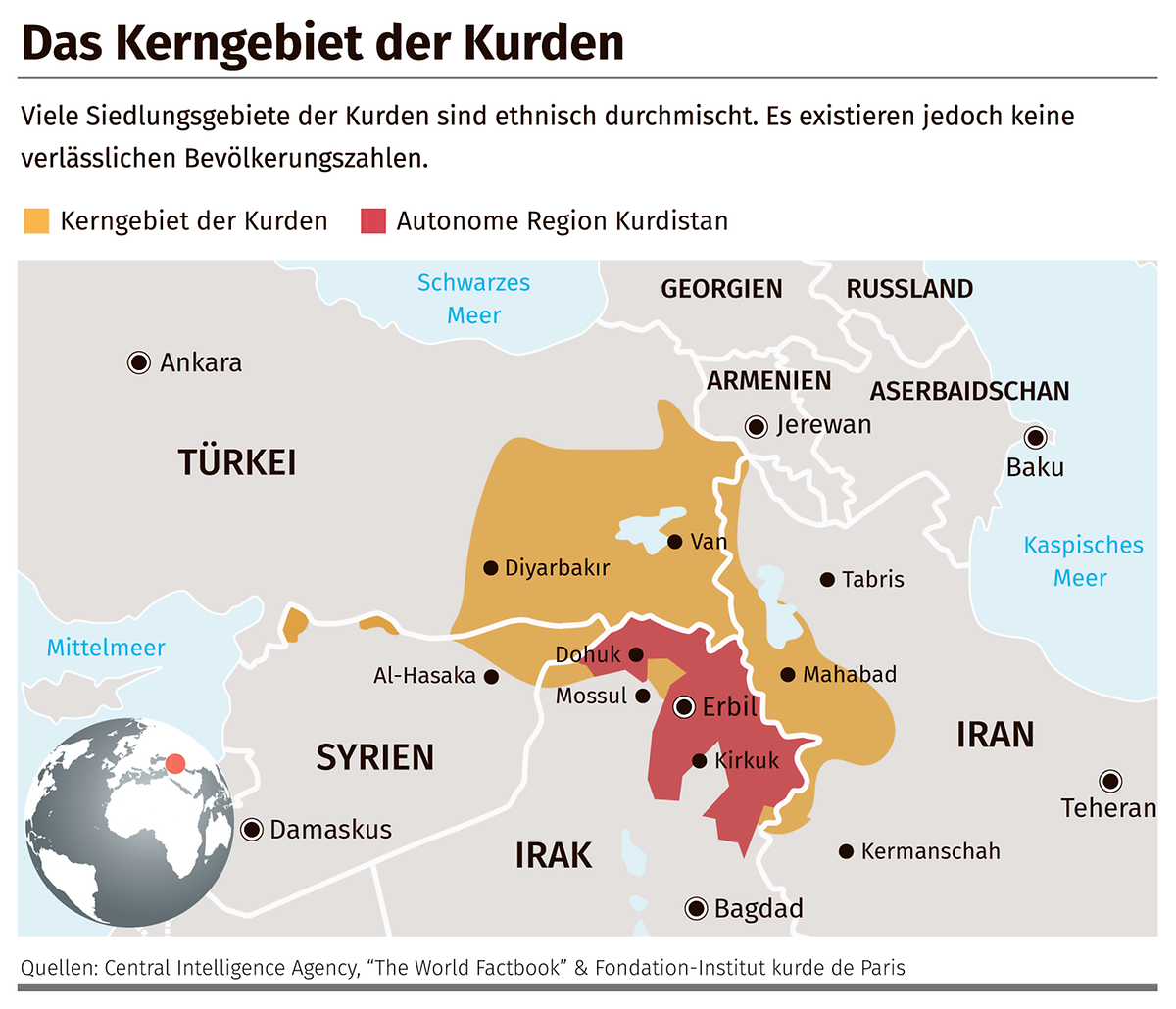 Die Kerngebiete der Kurden