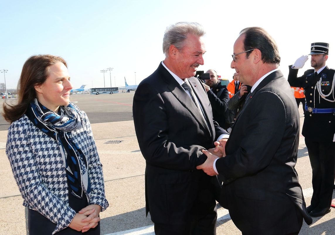 Corinne Cahen et Jean Asselborn avec le Président de la République française, François Hollande