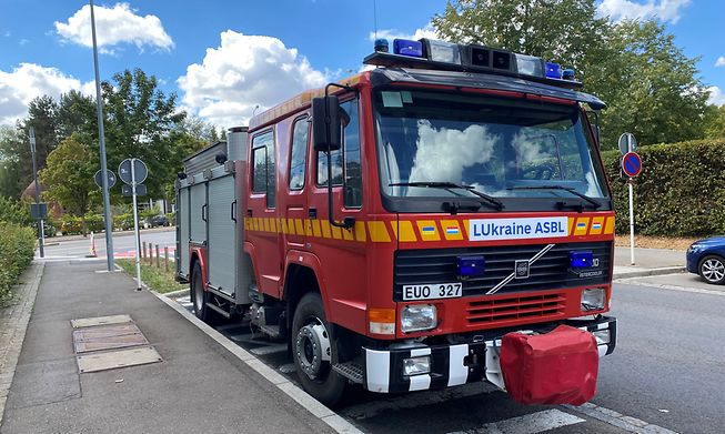 One of the five fire trucks that the help group Lukraine is planning to send to Ukraine