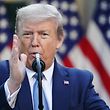 US President Donald Trump gestures as he speaks during the daily briefing on the novel coronavirus, which causes COVID-19, in the Rose Garden of the White House on April 15, 2020, in Washington, DC. (Photo by MANDEL NGAN / AFP)