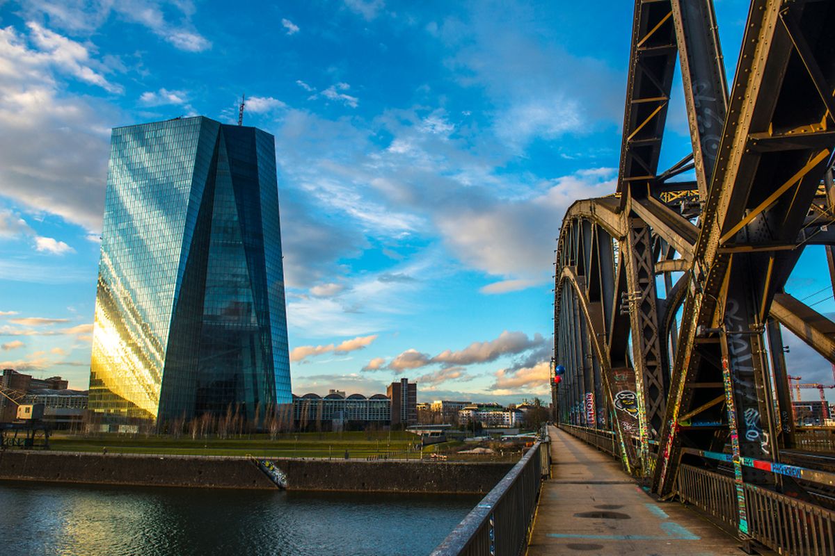 The European Central Bank building by the river in Frankfurt (Shutterstock)