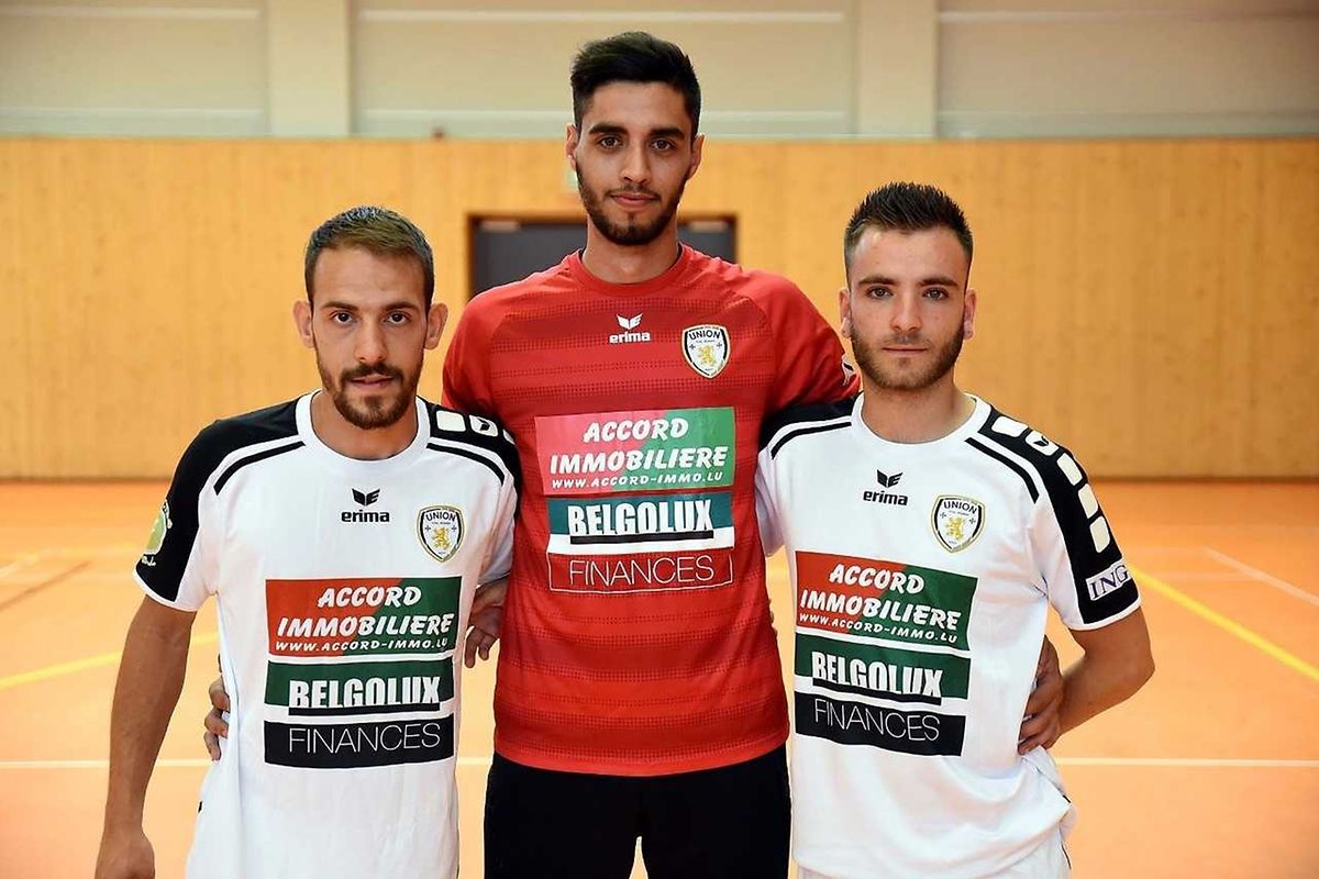 Marcio Pereira, le gardien de but Elder Pereira, et Michael Gaspar (de g. à dr.), les trois nouvelles recrues de l'Union Titus Pétange Futsal