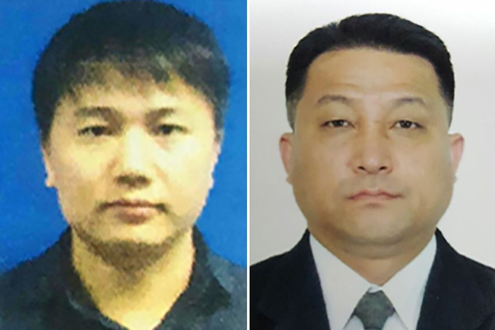 This combination of file handout pictures, released by the Royal Malaysian Police in Kuala Lumpur, shows North Korean airline employee Kim Uk Il (L) and Hyon Kwang Song, second secretary at the North Korean embassy in Kuala Lumpur.