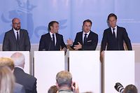 Visite de travail d'Emmanuel Macron, Mark Rute, Charles Michel et Xavier Bettel, au chateau de Bourglinster, le 06 Septembre 2018. Photo: Chris Karaba