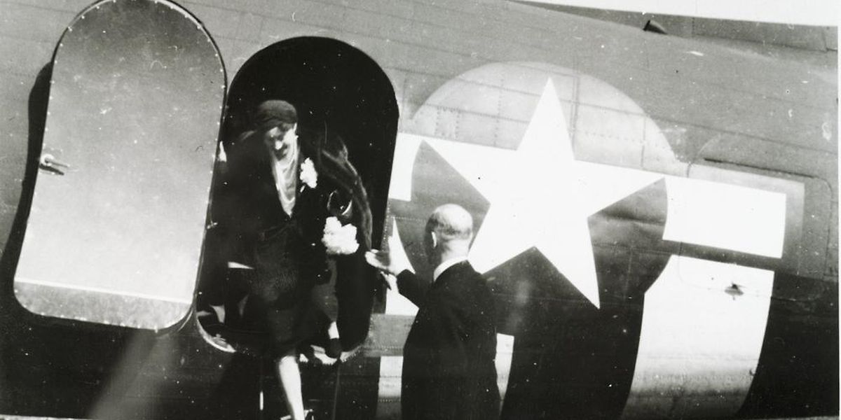 Großherzogin Charlotte bei ihrer Rückkehr nach Luxemburg aus dem Exil am 14. April 1945 - ein Moment, der Pate für eine Umbenennung des Flughafens stehen könnte.