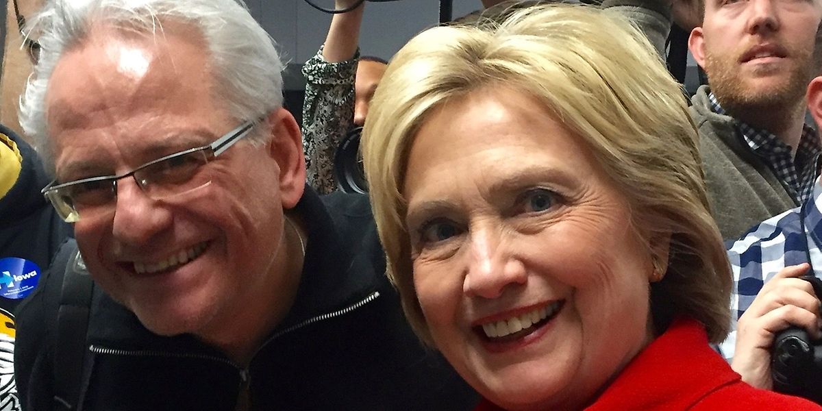 "Wort"-USA-Korrespondent Thomas Spang bei einem Wahlkampfauftritt der demokratischen Kandidatin Hillary Clinton. 