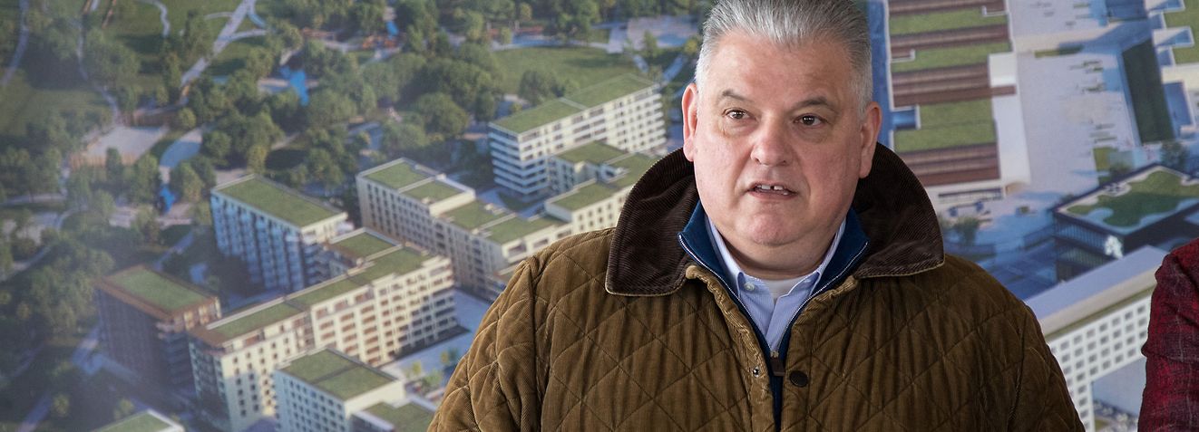 Lok , PK Flavio Becca und Michel Knepper , Ban de Gasperich , Quartier Cloche d`Or , Foto:Guy Jallay/Luxemburger Wort