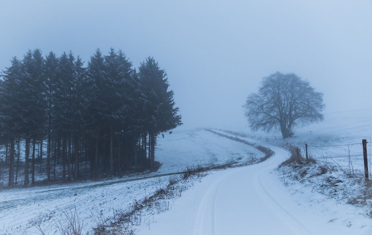 Rullingen und Büderscheid am Morgen bei Minus drei Grad und vier bis sechs Zentimeter Schnee. 
