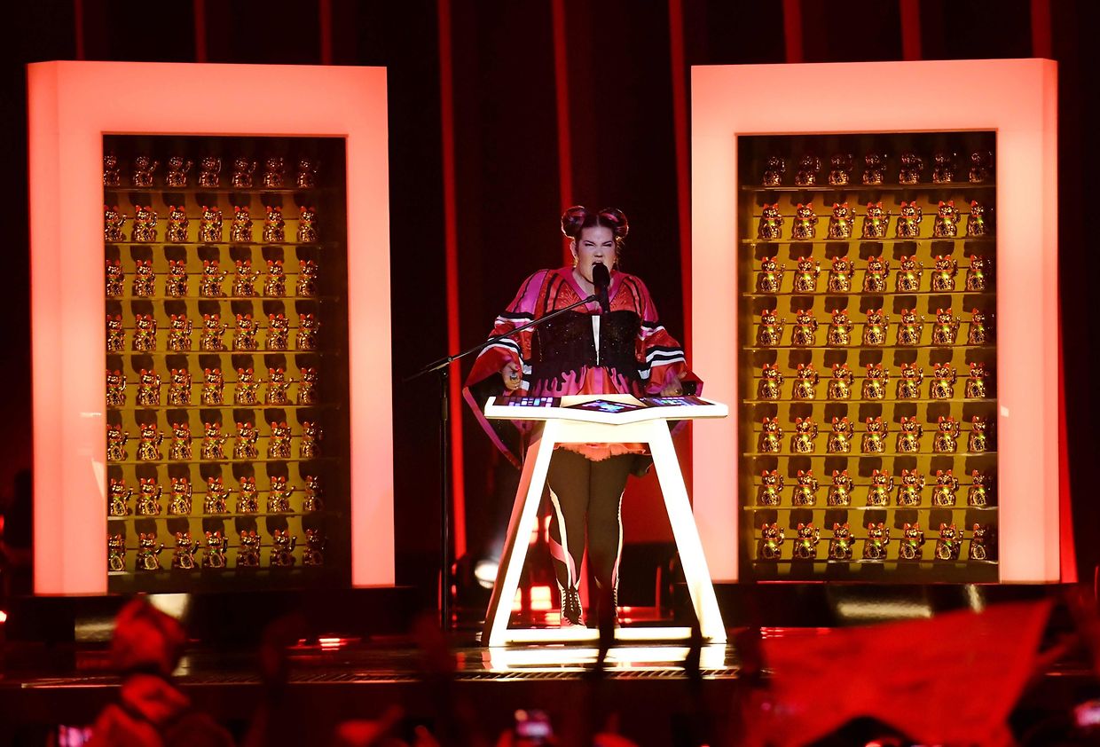 Israel's singer Netta performs the song "Toy" during the first semifinal of the 63rd edition of the Eurovision Song Contest 2018 at the Altice Arena in Lisbon, on May 8, 2018.
The Eurovision Song Contest 2018 will be held in the Portuguese capital Lisbon from May 8 until May 12, 2018. / AFP PHOTO / FRANCISCO LEONG