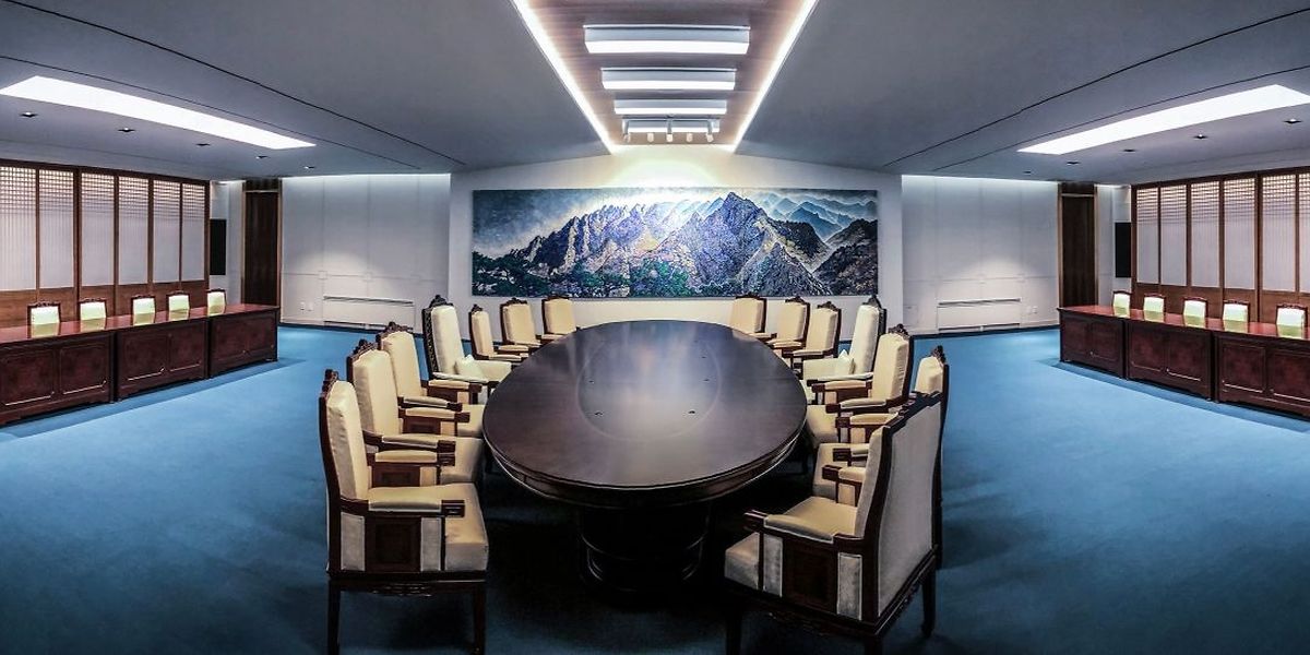 Das Konferenzzentrum in Panmunjom präsentiert sich zum Gipfeltreffen in einem völlig neuen Gewand.