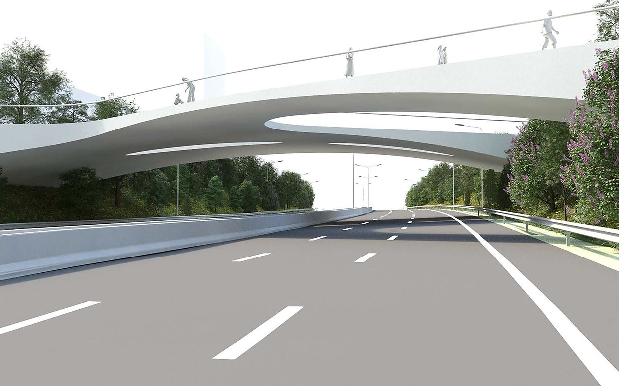 Le futur pont en Y qui doit relier la rue des Scillas au Ban de Gasperich