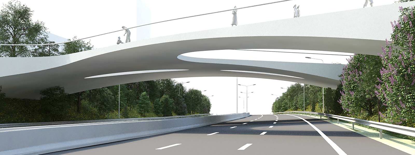 Ce pont sera à l'avenir emprunté par le tram, les bus, les cyclistes et les piétons pour se rendre de Howald au Ban de Gasperich.