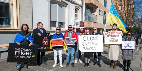 Gazprombank operates on "blood money", protestors say - Vimarsana News