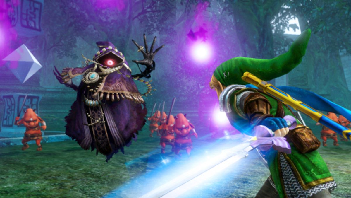 In "Hyrule Warriors" kämpfen sich beliebte Spielfiguren wie Link (r.), Zelda oder Impa durch turbulente Schlachten.