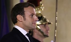 French President Emmanuel Macron awaits to welcomes the King of Jordan prior to their working dinner at the Elysee Palace in Paris on January 15, 2020. (Photo by Ludovic Marin / AFP)