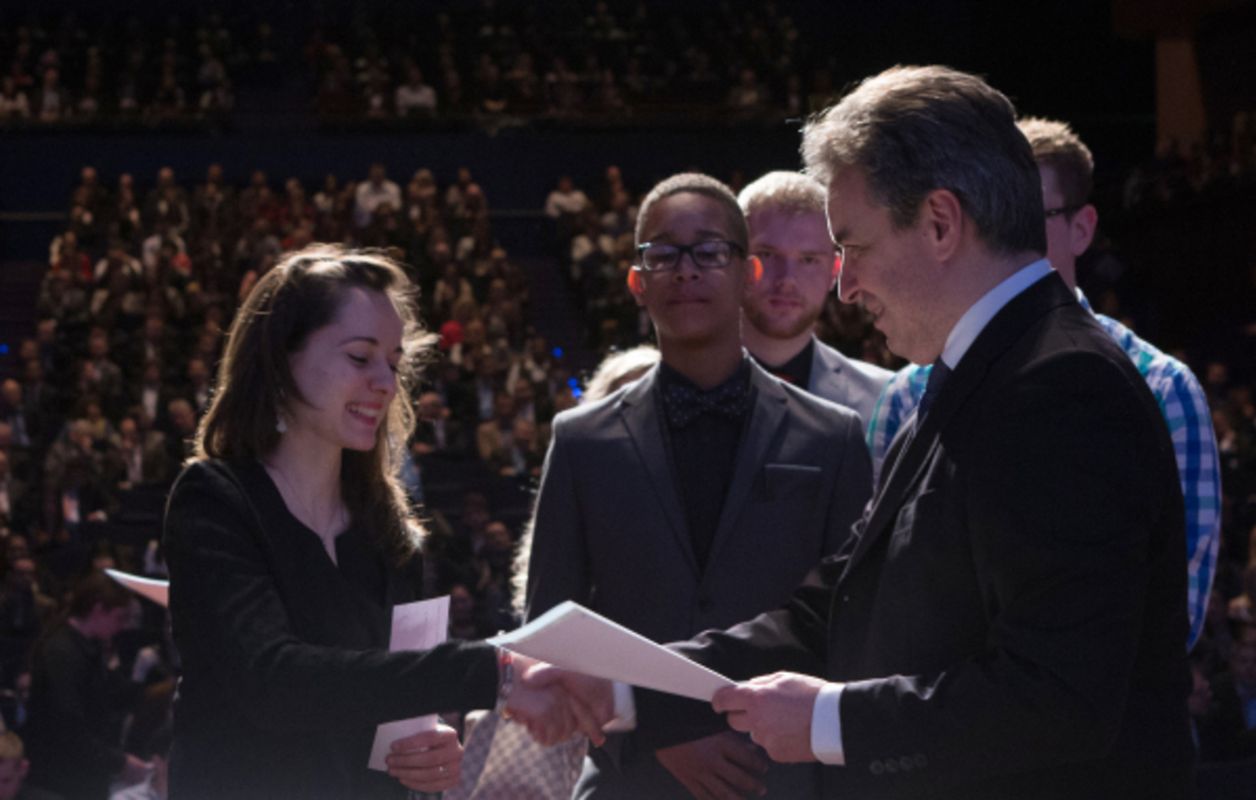 Remise des diplomes CATP/CITP/DAP et Promotion du Travail par le ministre Claude Meisch a la Philarmonie, Luxembourg, le 01 Mars 2015. Photo: Chris Karaba