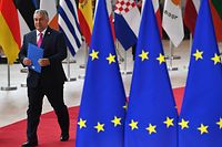 Hungary's Prime Minister Viktor Orban arrives for the first day of a special meeting of the European Council at The European Council Building in Brussels on May 30, 2022. (Photo by JOHN THYS / AFP)