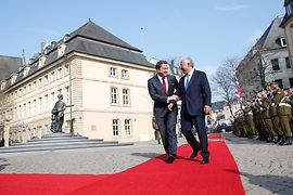 In high spirits: Xavier Bettel and António Costa.
