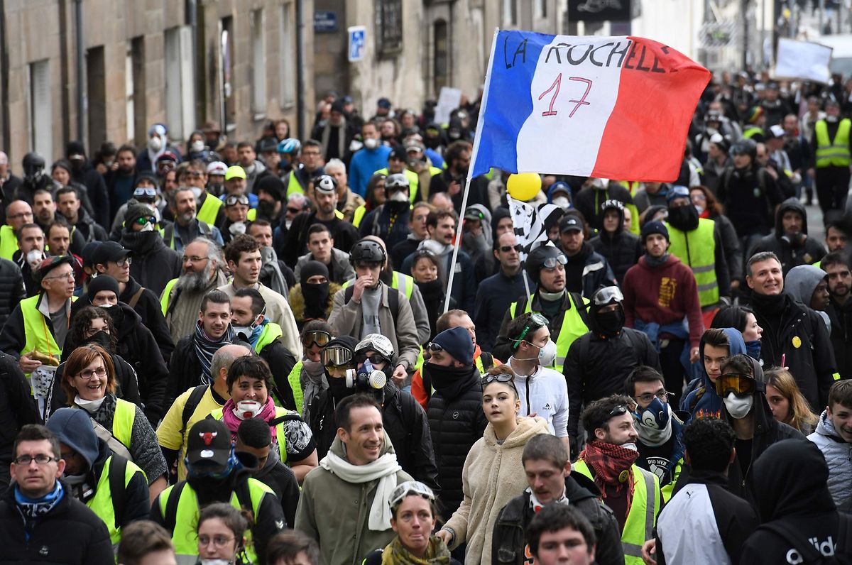 Gilets jaunes in Nantes this month Photo: Fred Tanneau, AFP
